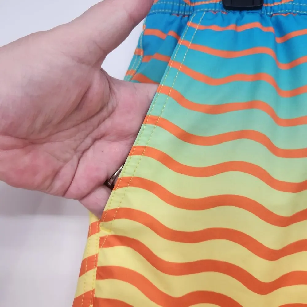 Psycho‎ Bunny Lemon Tonic Pridmouth Patterned Lined Swim Trunks Men's L